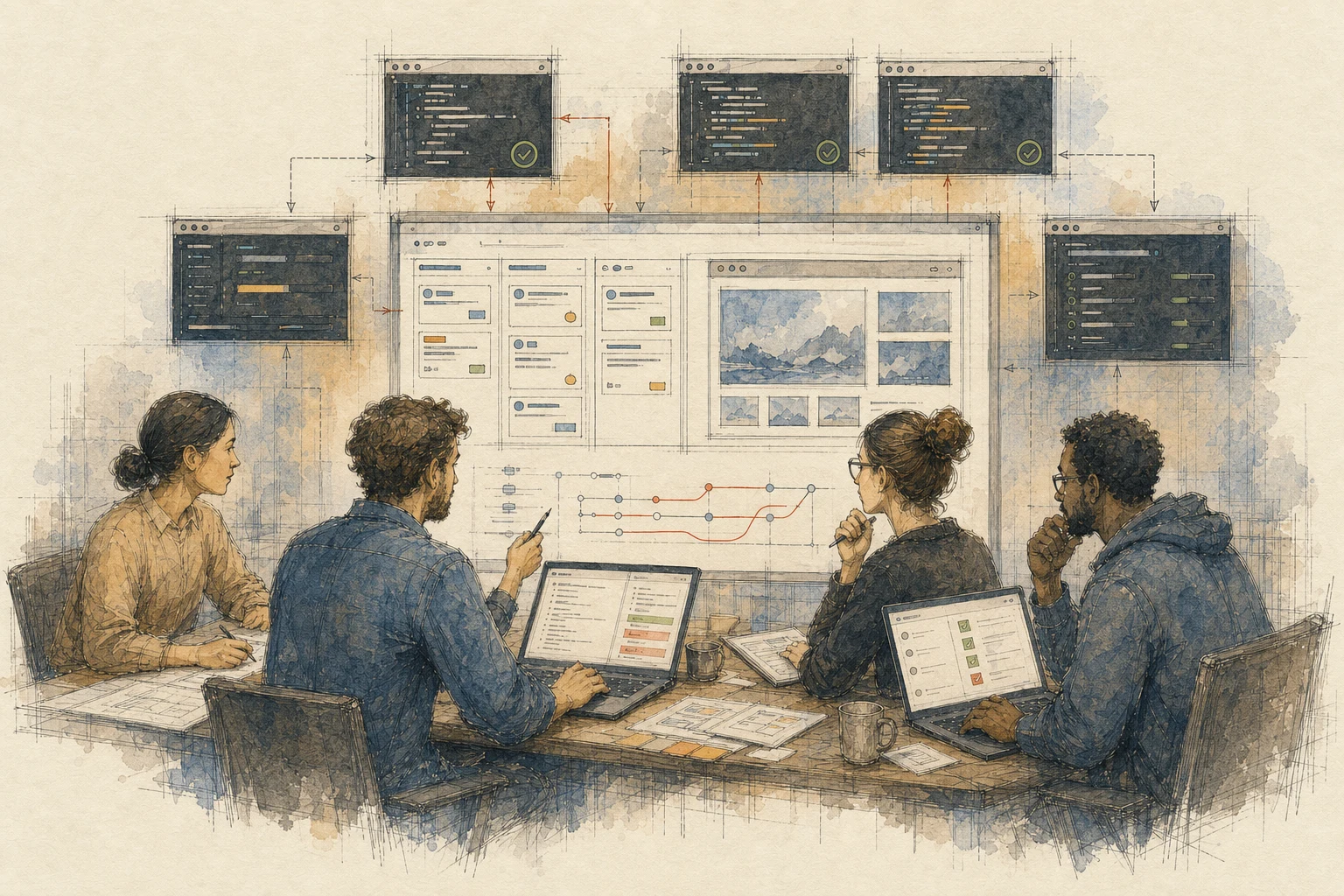 A software team coordinating shared product decisions across multiple coding-agent sessions